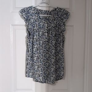 LOFT Blue and White Floral Blouse